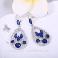 Gold 925 China natural loose sapphire diamonds earring